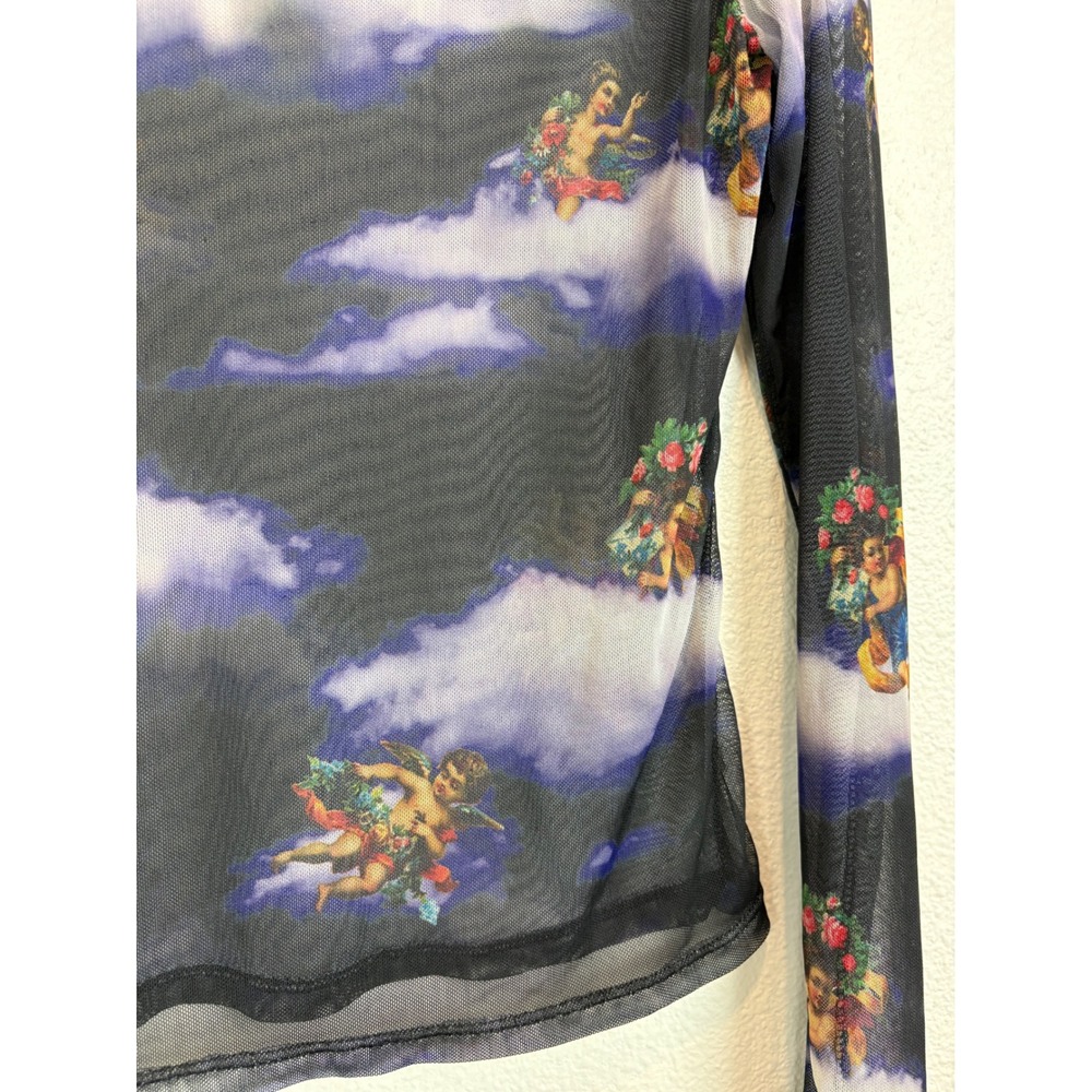 Polly & Esther Sheer Mesh Top Cherub Angel Cloud Dark Romantic Y2K Whimsigoth - Picture 3 of 8